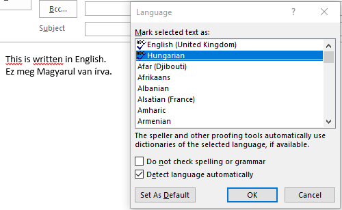 word mac 2016 is using swedish dictionary for spellcheck